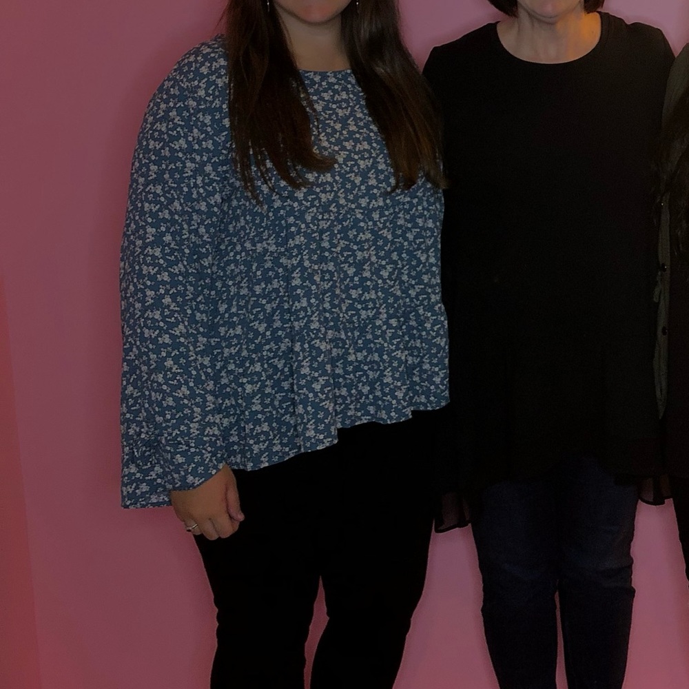 Blue and White Floral Blouse